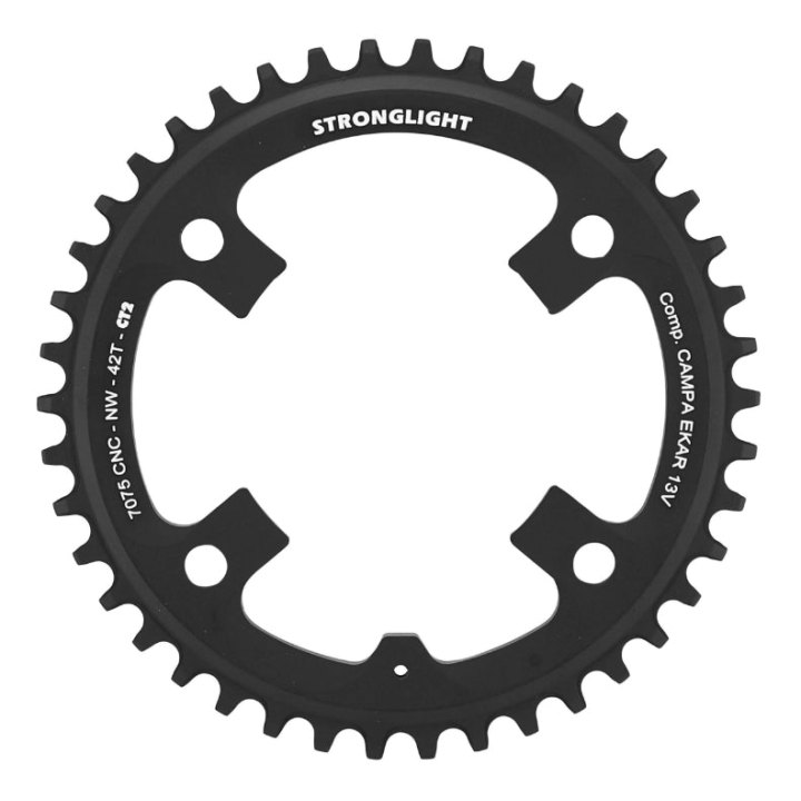 Plateau Gravel 4 branches Ø 123 Pour Campagnolo Ekar Stronglight Ct2 42 dents Mono Noir 13V. Narrow Wide