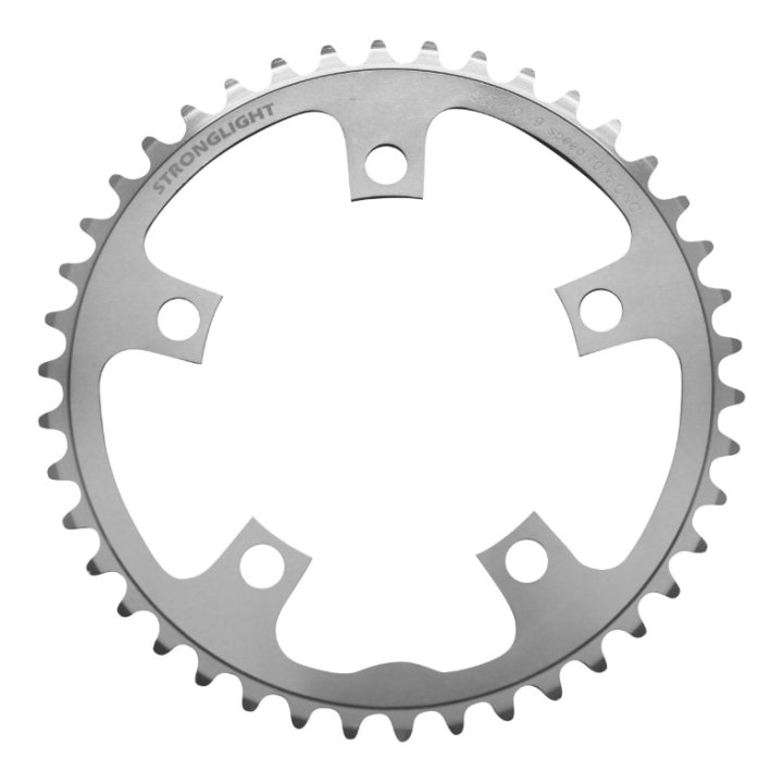 Plateau Route 5 branches Ø 110 Stronglight 42 dents Intérieur Argent Alu 7075 Type Shimano 9-10V.