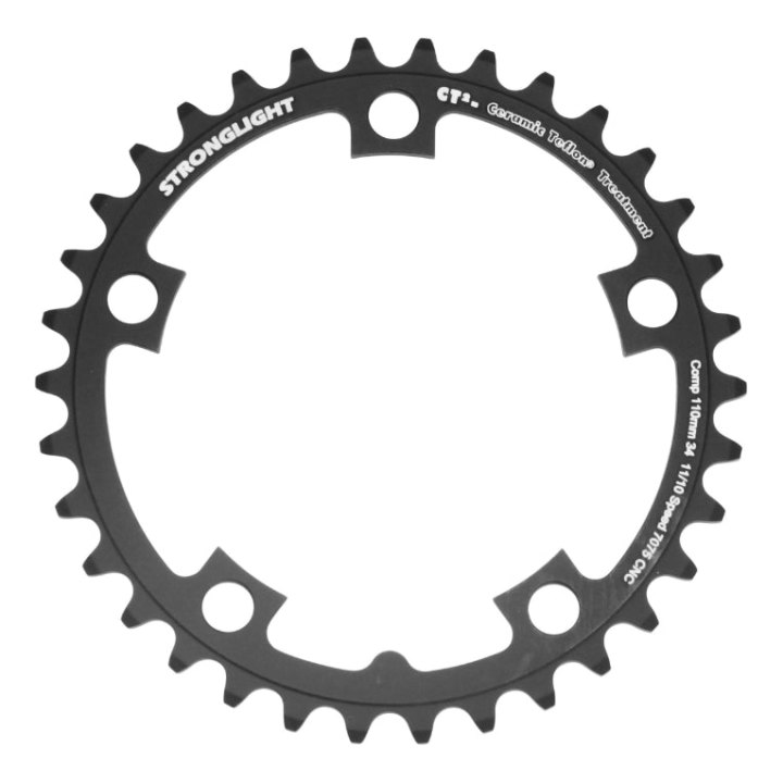 Plateau Route 5 branches Ø 110 Stronglight Ct2 34 dents Intérieur Noir Type Shimano 10-11V.