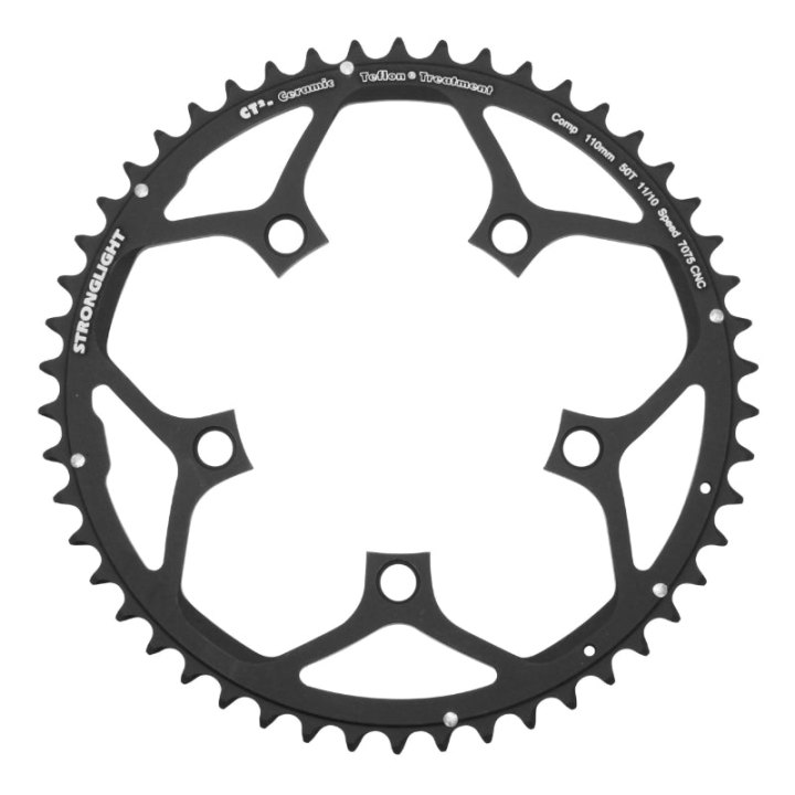 Plateau Route 5 branches Ø 110 Stronglight Ct2 50 dents Extérieur Noir Type Shimano 10-11V.