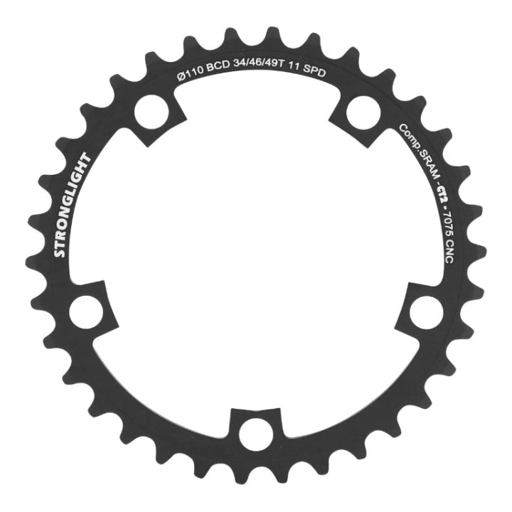 Plateau Route 5 branches Ø 110 Stronglight Ct2 Sram 34 dents Intérieur Noir Pour Red-Force-Rival 11V. (Pour Extérieur 46-48-49 dents)