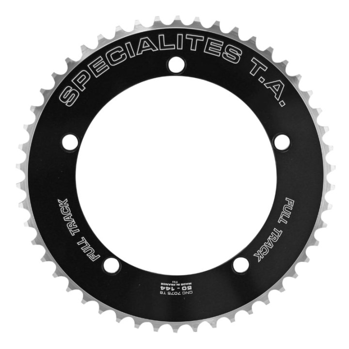 Plateau Piste 5 branches Ø 144 Ta Full Track 50 dents Noir Alu 7075 Pour Chaîne 3.17 mm (1"1-8)