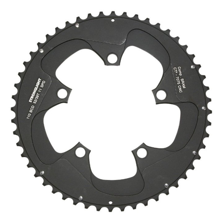 Plateau Route 5 branches Ø 110 Stronglight Ct2 Sram 52 dents Extérieur Noir Pour Red-Force-Rival 11V. (Pour Intérieur 39 dents)