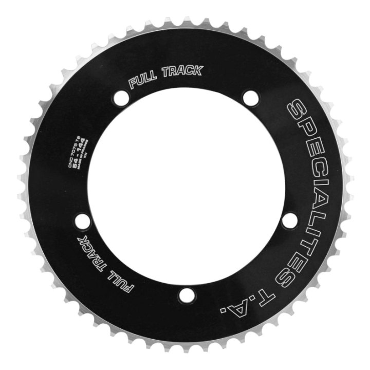 Plateau Piste 5 branches Ø 144 Ta Full Track 54 dents Noir Alu 7075 Pour Chaîne 3.17 mm (1"1-8)