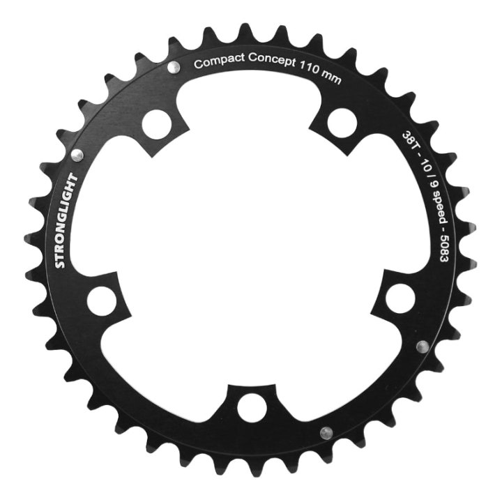 Plateau Route 5 branches Ø 110 Stronglight Dural 38 dents Intérieur Noir Type Shimano 10-9V.