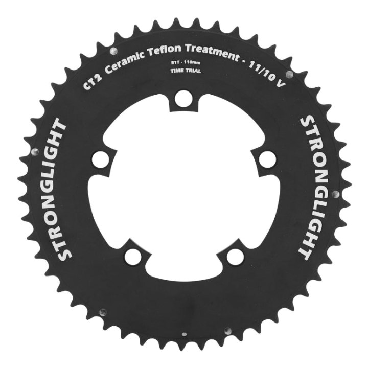 Plateau Route 4 branches Ø 110 Pour Shimano Dura-Ace 9000 Stronglight 51 dents Extérieur Compatible Ultegra 6800-105 5800 Time Trial Clm Noir Ct2 11V.