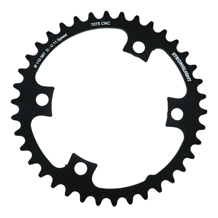 Plateau Route 4 branches Ø 110 Pour Shimano Ultegra 6800 Stronglight 38 dents Intérieur Compatible Dura-Ace 9000 Noir Alu 7075 11V.