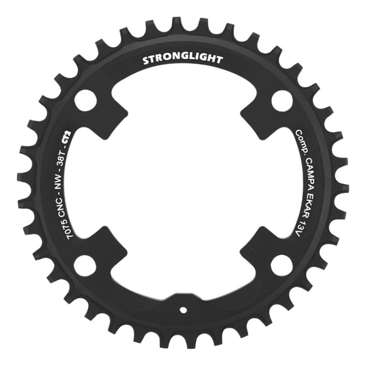 Plateau Gravel 4 branches Ø 123 Pour Campagnolo Ekar Stronglight Ct2 38 dents Mono Noir 13V. Narrow Wide