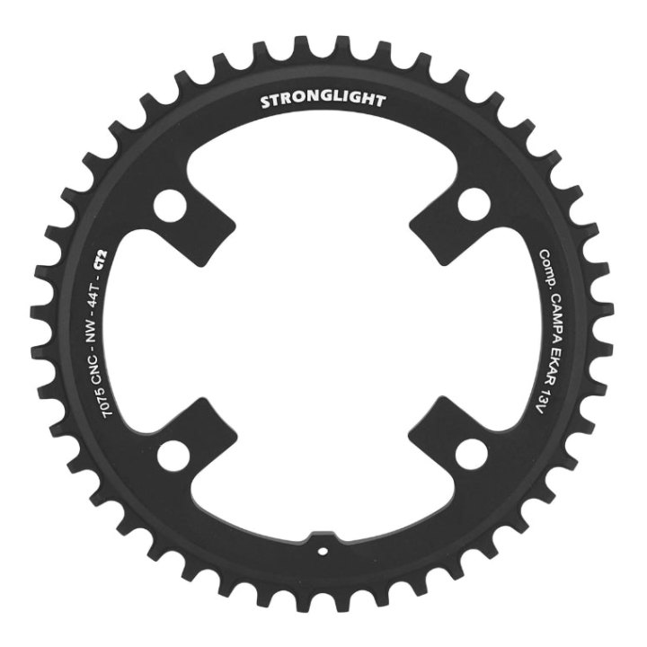 Plateau Gravel 4 branches Ø 123 Pour Campagnolo Ekar Stronglight Ct2 44 dents Mono Noir 13V. Narrow Wide