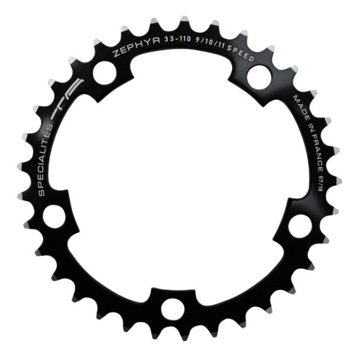 Plateau Route 5 branches Ø 110 Ta Zephyr 33 dents Intérieur Noir Alu 7075 Type Shimano 9-10V.