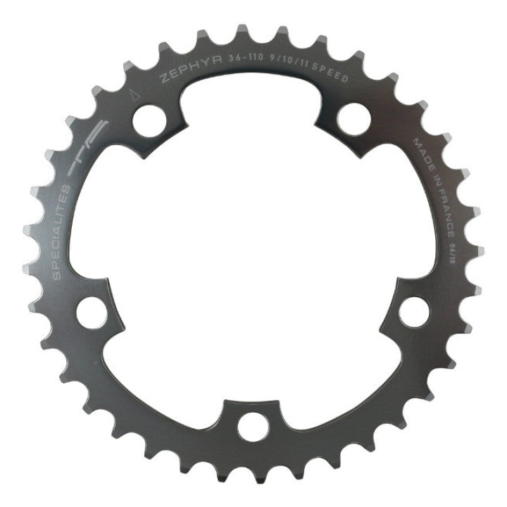 Plateau Route 5 branches Ø 110 Ta Zephyr 36 dents Intérieur Argent Alu 7075 Type Shimano 9-10V.