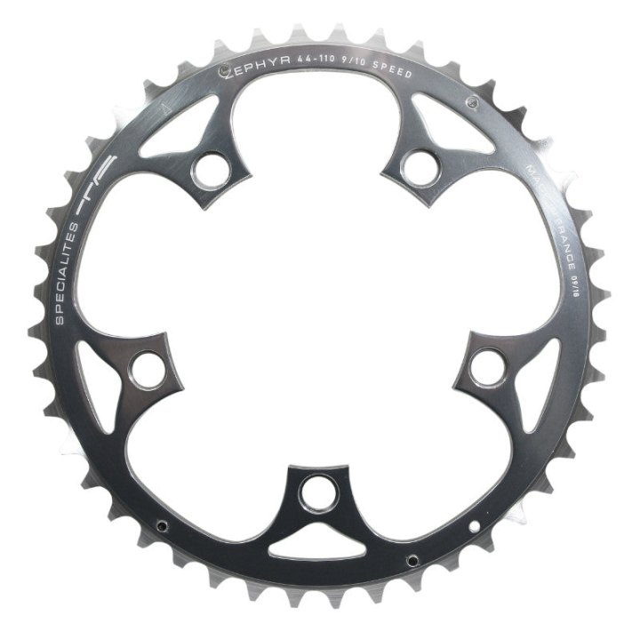 Plateau Route 5 branches Ø 110 Ta Zephyr 44 dents Extérieur Argent Alu 7075 Type Shimano 9-10V.