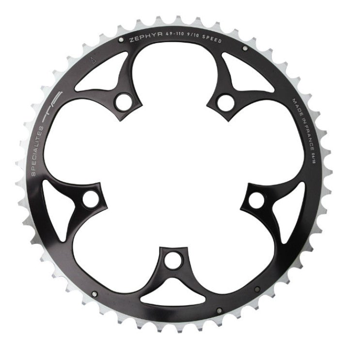 Plateau Route 5 branches Ø 110 Ta Zephyr 46 dents Extérieur Noir Alu 7075 Type Shimano 9-10V.