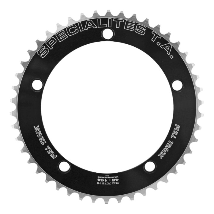 Plateau Piste 5 branches Ø 144 Ta Full Track 46 dents Noir Alu 7075 Pour Chaîne 3.17 mm (1"1-8)