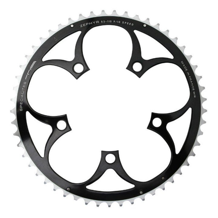 Plateau Route 5 branches Ø 110 Ta Zephyr 53 dents Extérieur Noir Alu 7075 Type Shimano 9-10V.