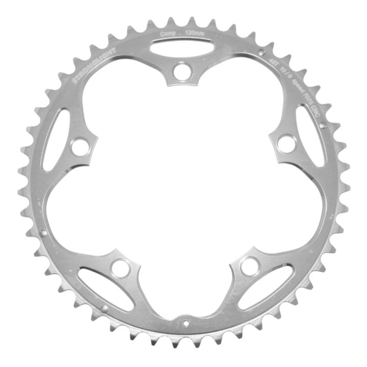 Plateau Route 5 branches Ø 130 Stronglight 48 dents Extérieur Argent Alu 7075 Type Shimano 9-10V.