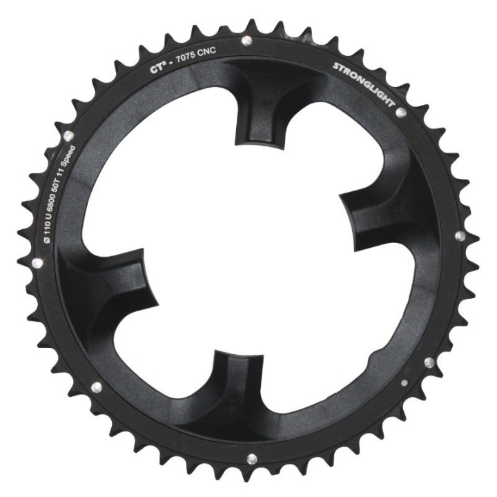 Plateau Route 4 branches Ø 110 Pour Shimano Ultegra 6800 Stronglight 50 dents Extérieur Noir Ct2 11V.