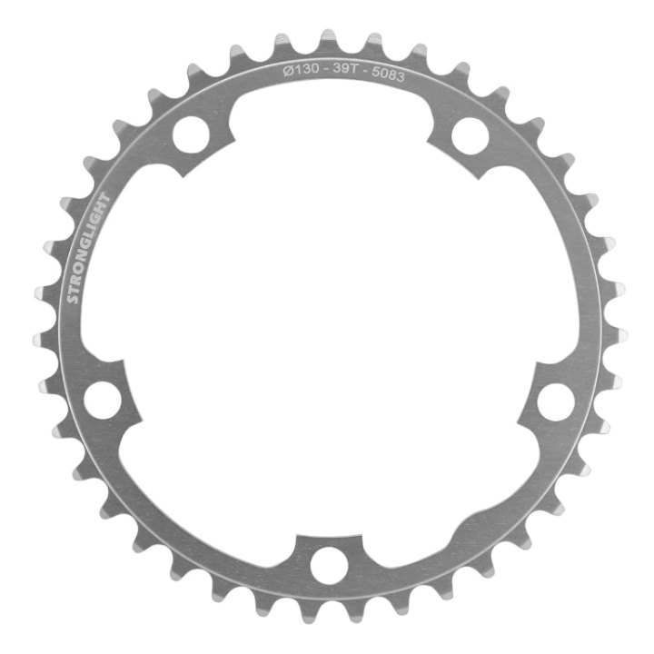 Plateau Route 5 branches Ø 130 Stronglight Dural 39 dents Intérieur Argent Type Shimano 8-9V.
