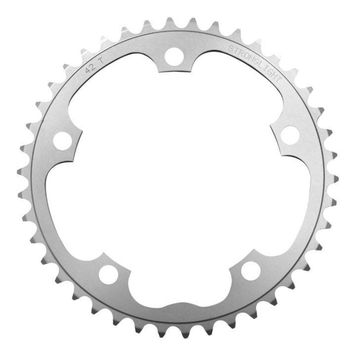 Plateau Route 5 branches Ø 130 Stronglight Dural 42 dents Intérieur Argent Type Shimano 8-9V.