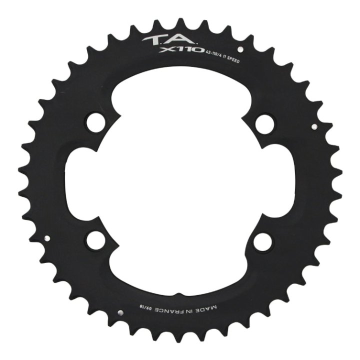 Plateau Route 4 branches Ø 110 Pour Shimano Ultegra R8000 - 6800 Ta X110 42 dents Extérieur Compatible Shimano 105 5800+R7000-Dura Ace 9000+9100 Noir 11V. (Penser A Commander Le Kit Intravis Correspondant)