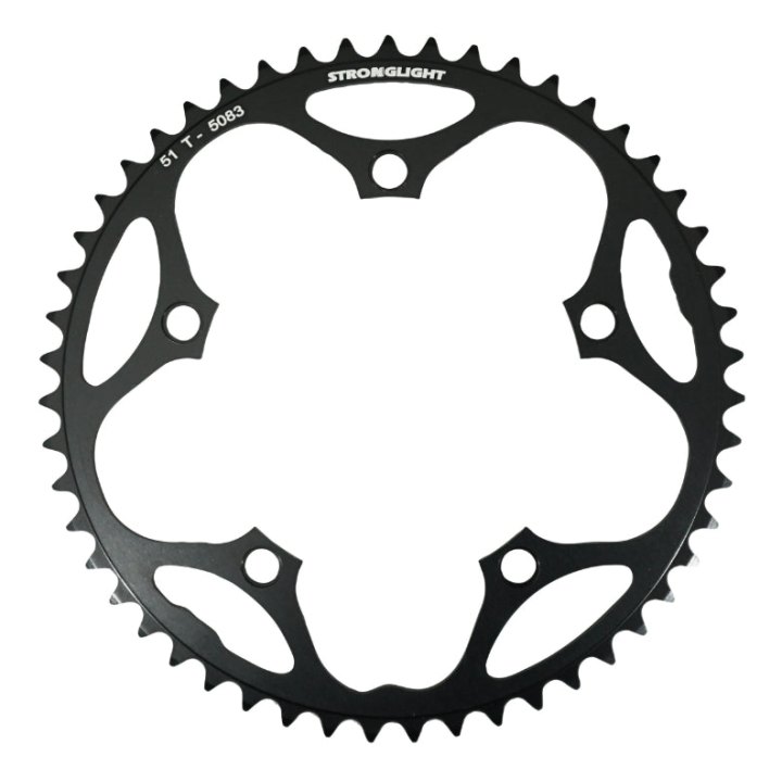 Plateau Route 5 branches Ø 130 Stronglight Dural 51 dents Noir Type Shimano 8-9V.