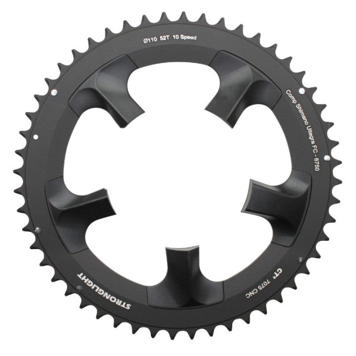 Plateau Route 5 branches Ø 110 Pour Shimano Ultegra 6750 Stronglight 52 dents Extérieur Noir Ct2 10V.
