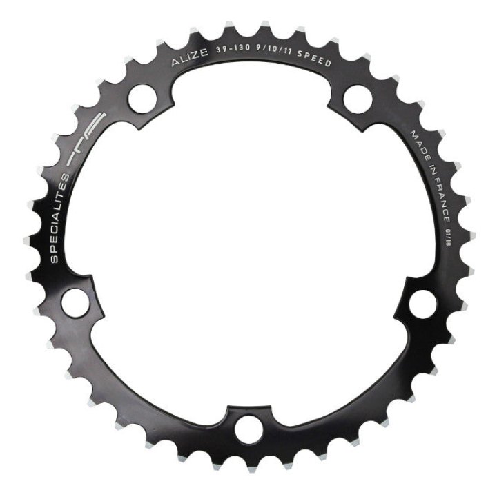 Plateau Route 5 branches Ø 130 Ta Alize 39 dents Intérieur Noir Alu 7075 Type Shimano 8-9-10V.