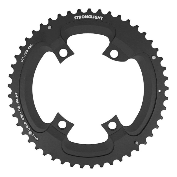 Plateau Route 4 branches Ø 110 Pour Shimano Ultegra R8000 - R8050 Stronglight 49 dents Extérieur Noir Ct2 11V. (Pour Plateau 34 dents)