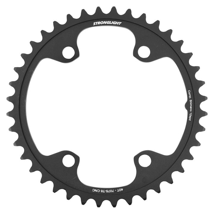 Plateau Route 4 branches Ø 110 Pour Shimano Ultegra R8100- Dura-Ace R9200- 105 R7100 Stronglight 40 dents Intérieur Noir Alu 12V. Pour Extérieur 54 dents