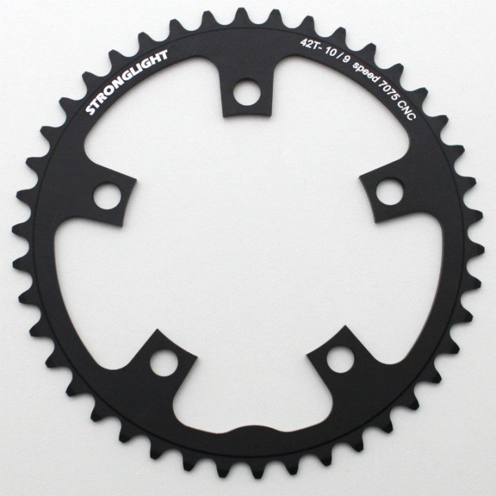 Plateau Route 5 branches Ø 110 Stronglight 42 dents Intérieur Noir Alu 7075 Type Shimano 9-10V.