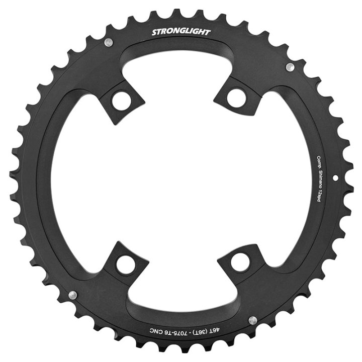 Plateau Route 4 branches Ø 110 Pour Shimano Ultegra R8100- Dura-Ace R9200- 105 R7100 Stronglight Double 46 dents Extérieur Noir Alu 12V. Pour Intérieur 36 dents (Penser A Commander Le Kit Intravis Correspondant)
