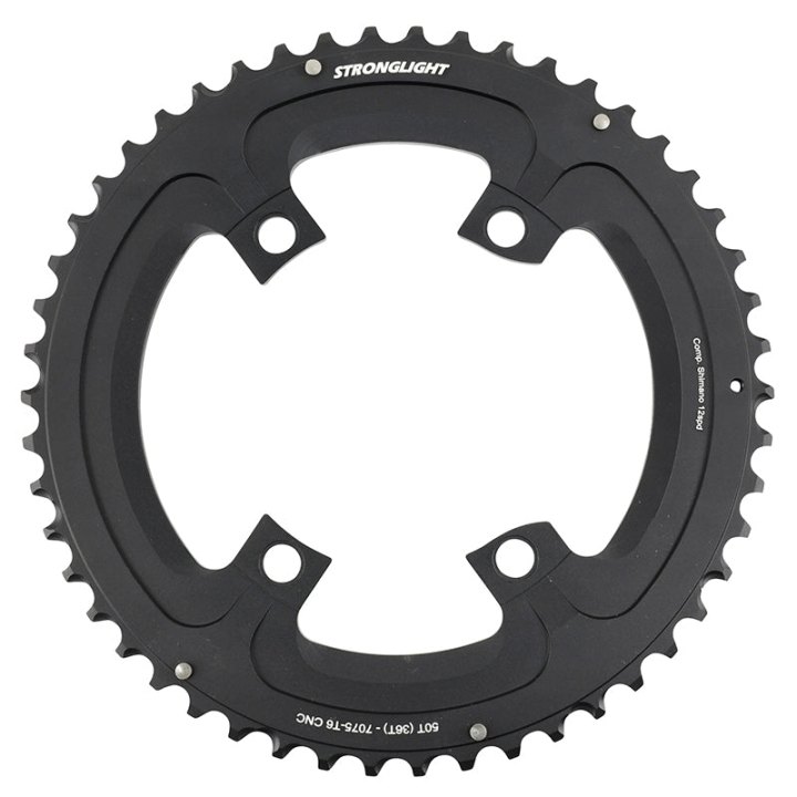 Plateau Route 4 branches Ø 110 Pour Shimano Ultegra R8100- Dura-Ace R9200- 105 R7100 Stronglight Double 50 dents Extérieur Noir Alu 12V. Pour Intérieur 36 dents (Penser A Commander Le Kit Intravis Correspondant)