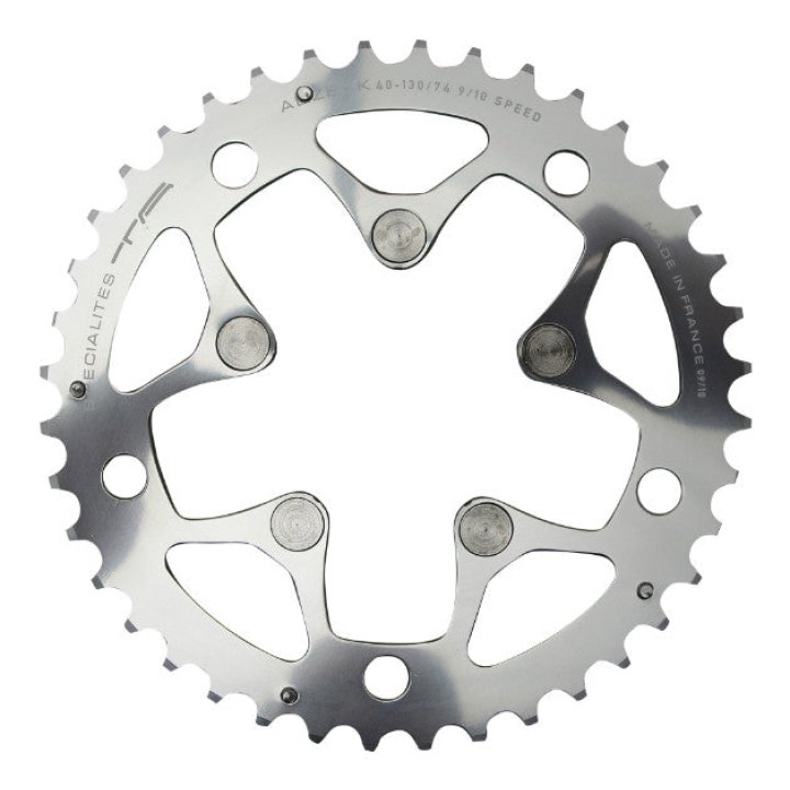 Plateau Route 5 branches Ø 130 Ta Alize Triple 39 dents Porteur Argent Alu 7075 Type Shimano 8-9-10V.