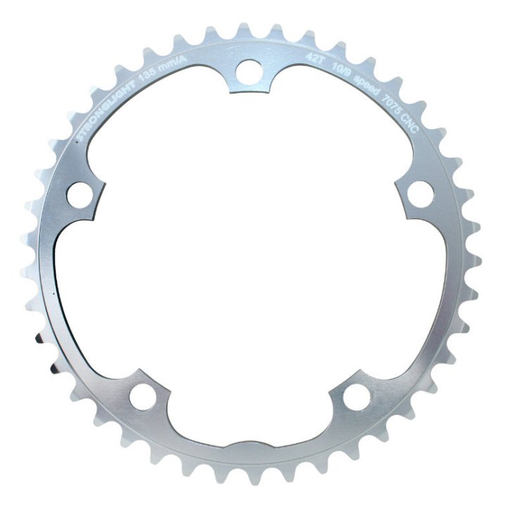 Plateau Route 5 branches Ø 135 Stronglight 42 dents Intérieur Campagnolo Argent Alu 7075 (Axe Carré) 9-10V.
