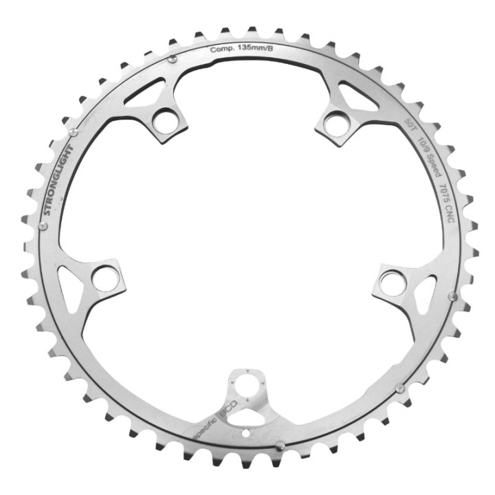 Plateau Route 5 branches Ø 135 Stronglight Ultra Torque 50 dents Extérieur Campagnolo Argent Alu 7075 Centaur Carbon-Veloce Et Mirage-Fulcrum R 9-10V.