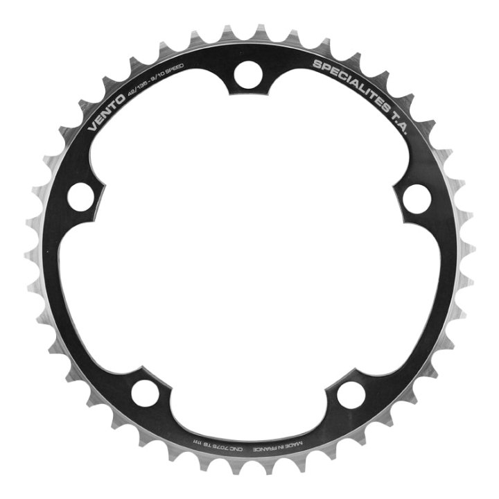 Plateau Route 5 branches Ø 135 Ta Vento 42 dents Intérieur Argent Alu 7075 Type Campagnolo 9-10V.