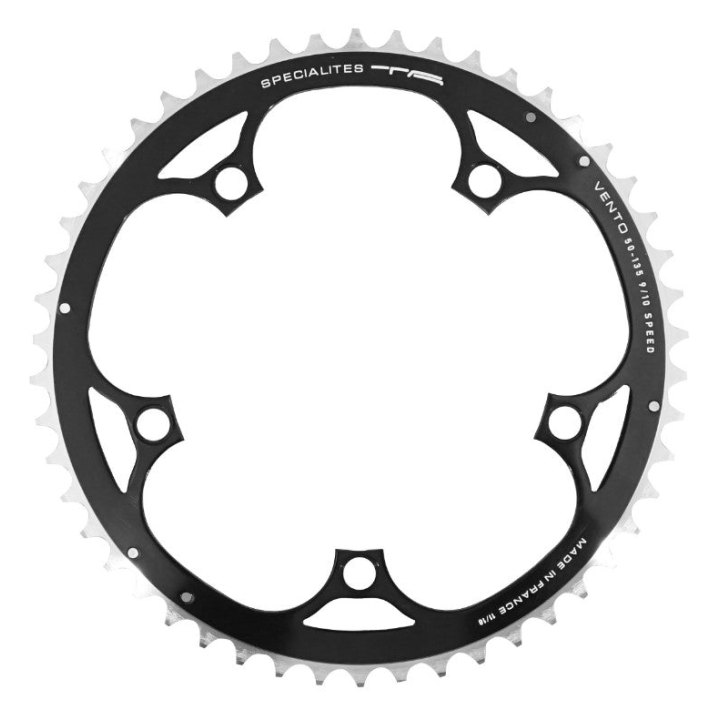 Plateau Route 5 branches Ø 135 Ta Vento 50 dents Extérieur Noir Alu 7075 Type Campagnolo 9-10V.