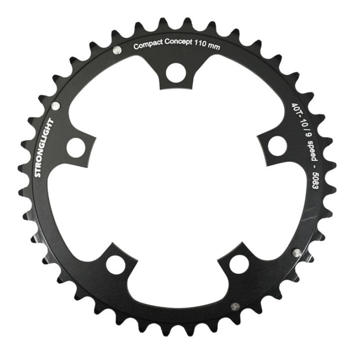 Plateau Route 5 branches Ø 110 Stronglight Dural 36 dents Intérieur Noir Type Shimano 10-9V.