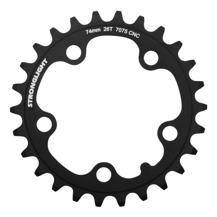 Plateau Route 5 branches Ø 74 Stronglight 26 dents Triple Noir Alu 7075 9-10V.
