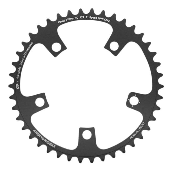 Plateau Route 5 branches Ø 110 Stronglight Ultra Torque 42 dents Intérieur Campagnolo Noir Ct2 Stronglight 11V. Record-Chorus-Athena Intérieur Filete