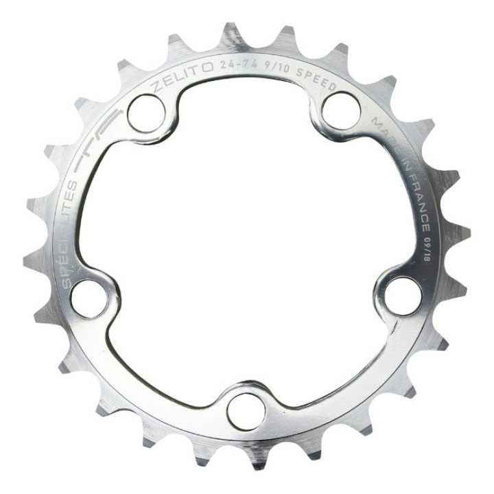 Plateau Route 5 branches Ø 74 Ta Zelito 32 dents Triple Intérieur Argent Alu 7075 Type Shimano 9-10V.