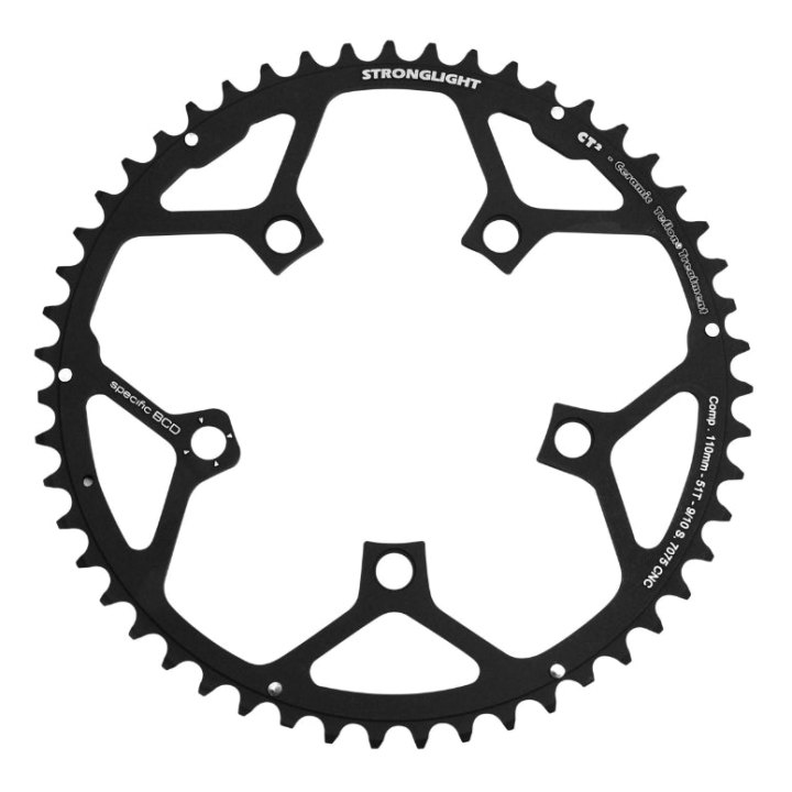 Plateau Route 5 branches Ø 110 Stronglight Ultra Torque 51 dents Extérieur Campagnolo Noir Ct2 Stronglight Record Carbon - Chorus Carbon - Athena Alu 11V.