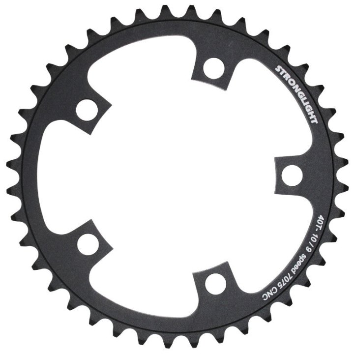 Plateau Route 5 branches Ø 110 Stronglight 40 dents Intérieur Noir Alu 7075 Type Shimano 9-10V.