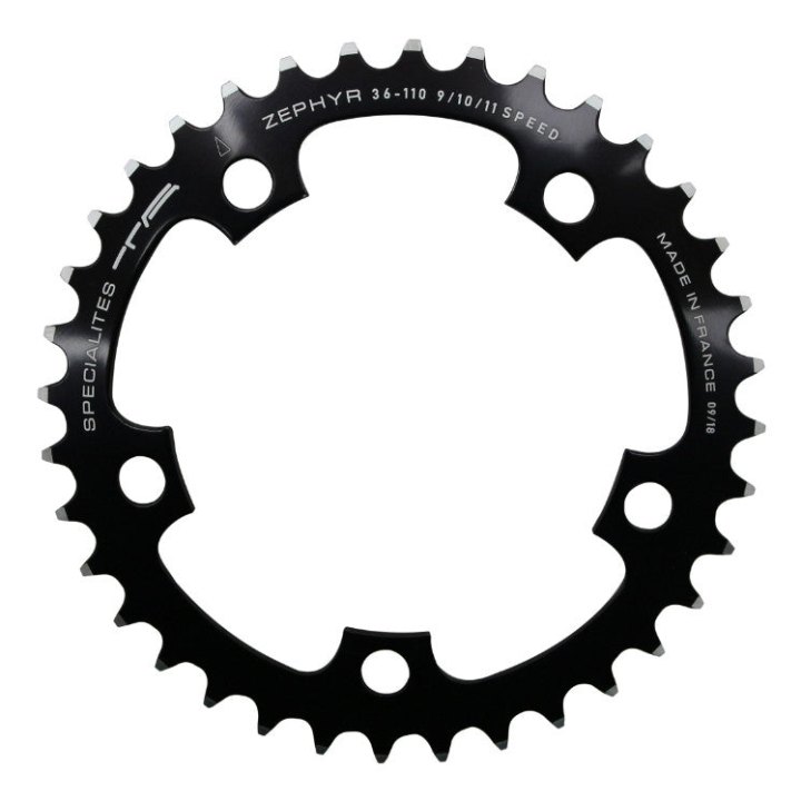 Plateau Route 5 branches Ø 110 Ta Zephyr 36 dents Intérieur Noir Alu 7075 Type Shimano 9-10V.