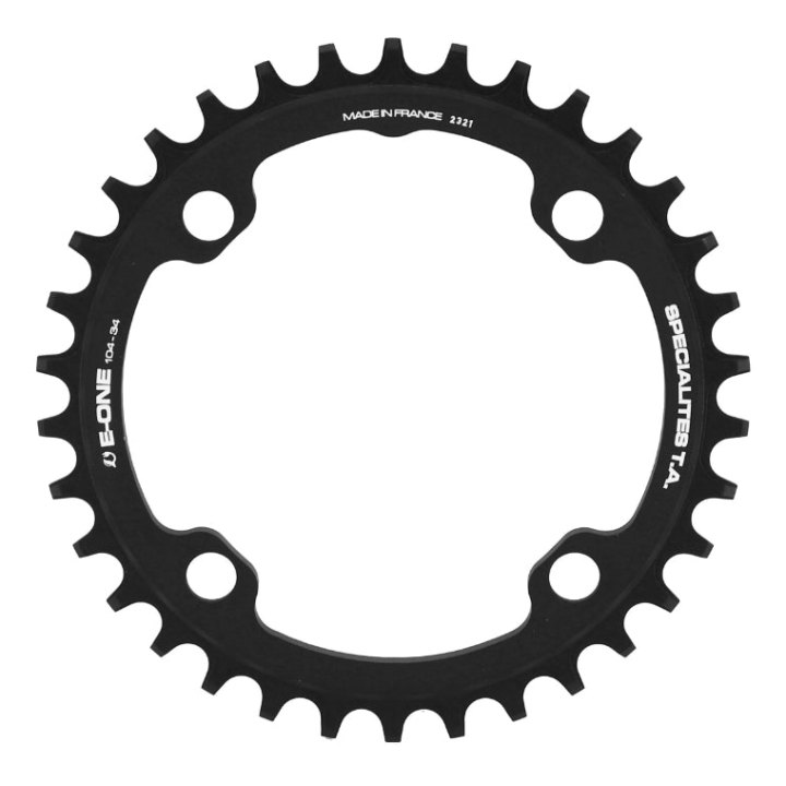 Plateau VAE-E-Bike 4 branches Ø 104 Pour Bosch - Brose - Yamaha - Giant - Shimano E-Steps Ta E-One 34 dents Mono Noir Alu 7075 Narrow Wide