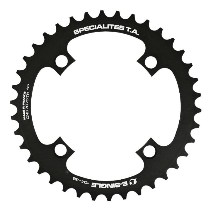 Plateau VAE-E-Bike 4 branches Ø 104 Pour Bosch - Brose - Yamaha - Giant - Shimano E-Steps Ta E-Single 38 dents Mono Noir Alu 7075