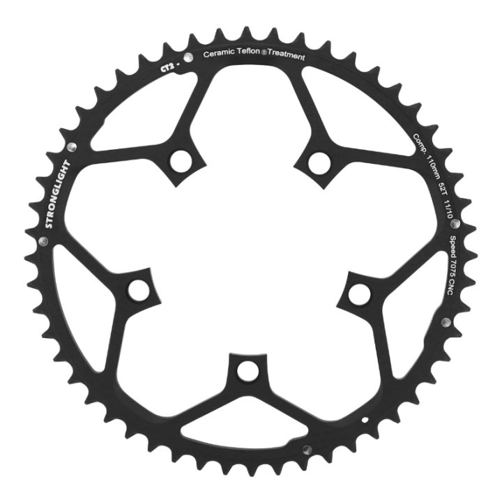 Plateau Route 5 branches Ø 110 Stronglight Ct2 52 dents Extérieur Noir Type Shimano 10-11V.