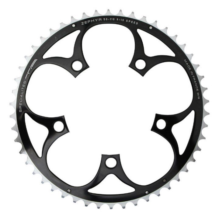 Plateau Route 5 branches Ø 110 Ta Zephyr 50 dents Extérieur Noir Alu 7075 Type Shimano 9-10V.
