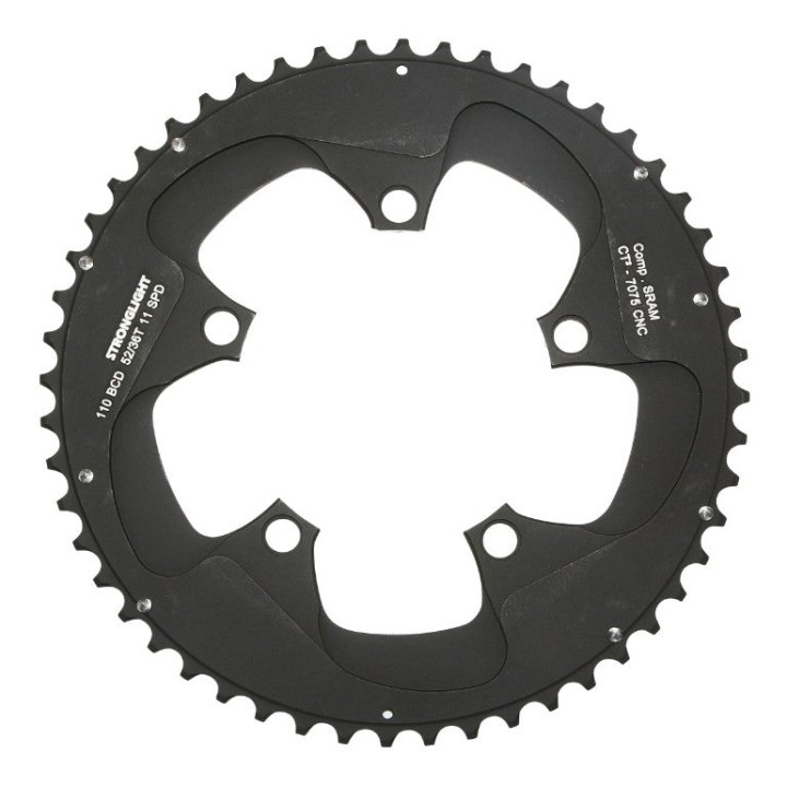 Plateau Route 5 branches Ø 110 Stronglight Ct2 Sram 52 dents Extérieur Noir Pour Red-Force-Rival 11V. (Pour Intérieur 36 dents)