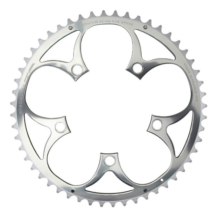 Plateau Route 5 branches Ø 110 Ta Zephyr 52 dents Extérieur Argent Alu 7075 Type Shimano 9-10V.